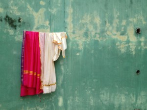 Fabrics on a temple wall, KL, Malaysia